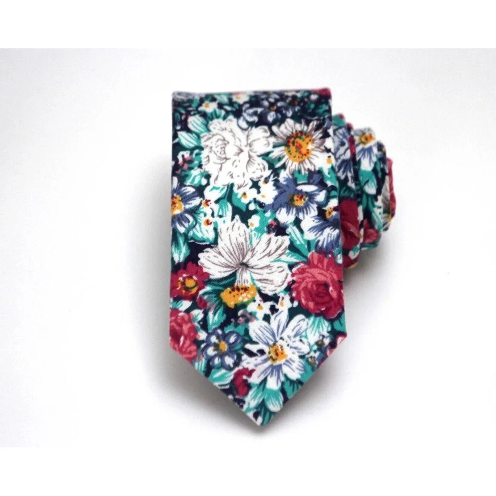 Floral cotton Men's Necktie Skinny 2 1/2W 58L‎